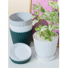 Горшок цветочный BOTANICA Волна рифленый с поддоном (14.5x12.5см/1.3л, зеленый)