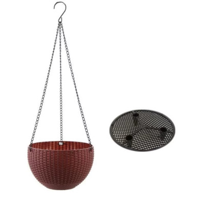 Кашпо BOTANICA Rattan подвесное с дренажной сеткой (16х11см, коричневый)