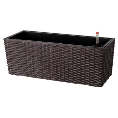Кашпо балконное BOTANICA автополив с индикатором Rattan (50x19x19см, коричневый) 