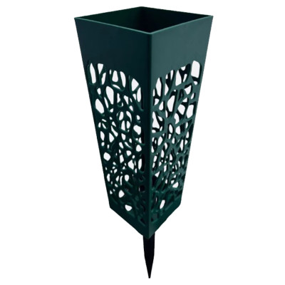 Ритуальная ваза BOTANICA квадратная ажурная XL со съемным колышком (9x25см, зеленый) 