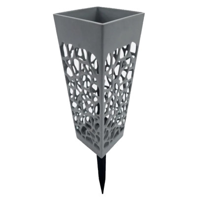 Ритуальная ваза BOTANICA квадратная ажурная XL со съемным колышком (9x25см, серый) 